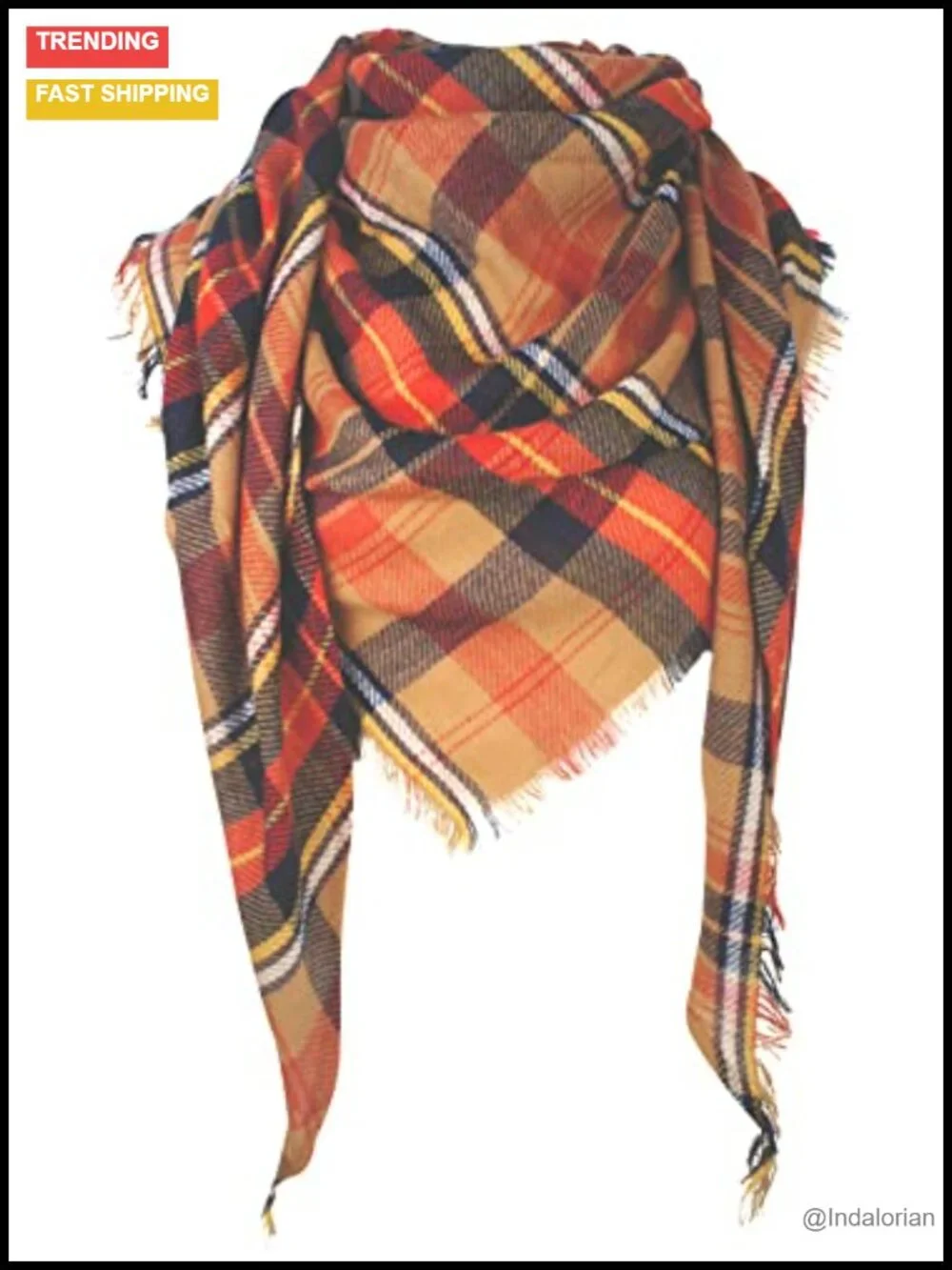 Cashmere-like Acrylic Triangle Scarf Shawl Wrap Lightweight & Warm